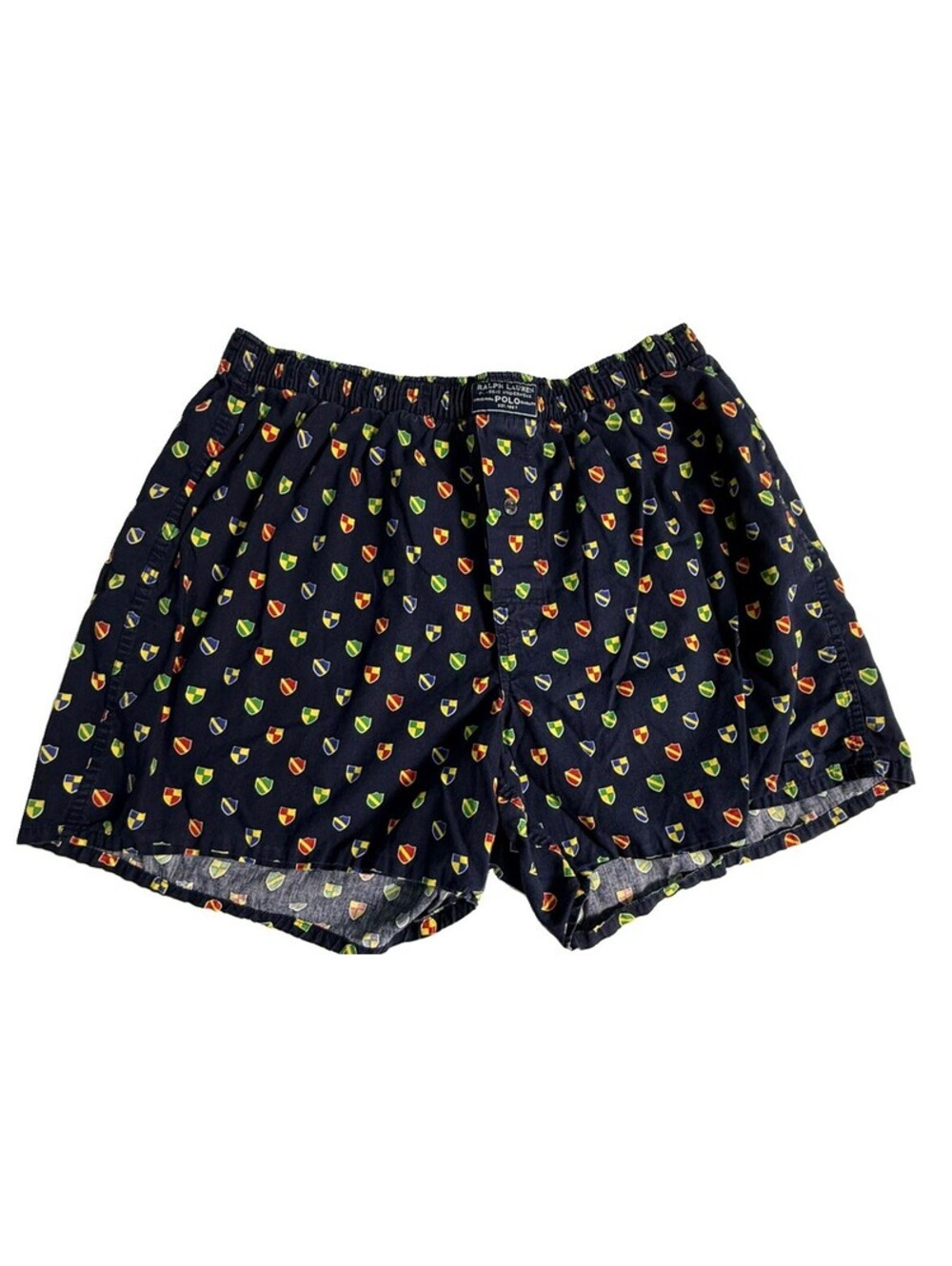 Ralph Lauren navy lounge Boxer shorts with multicoloured horse pattern- M